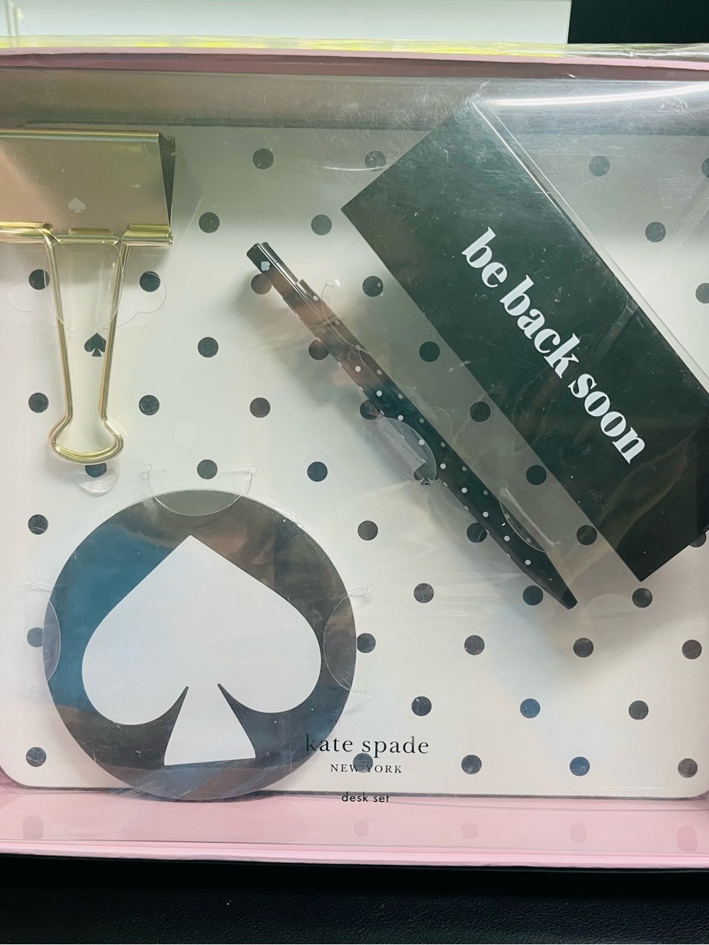 kate spade black & white polka dot desk set